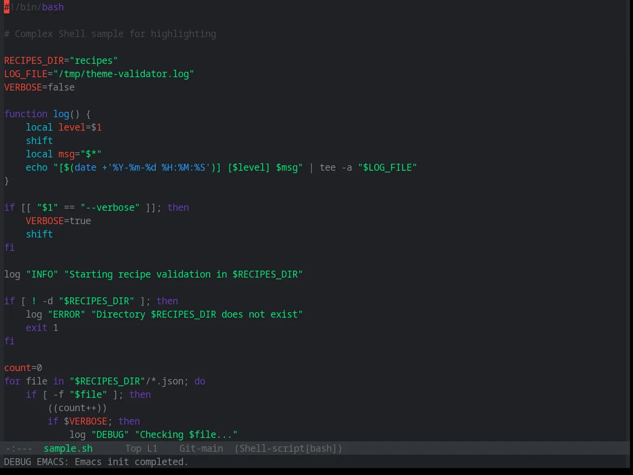 Base16 Material Vivid Theme in sh-mode