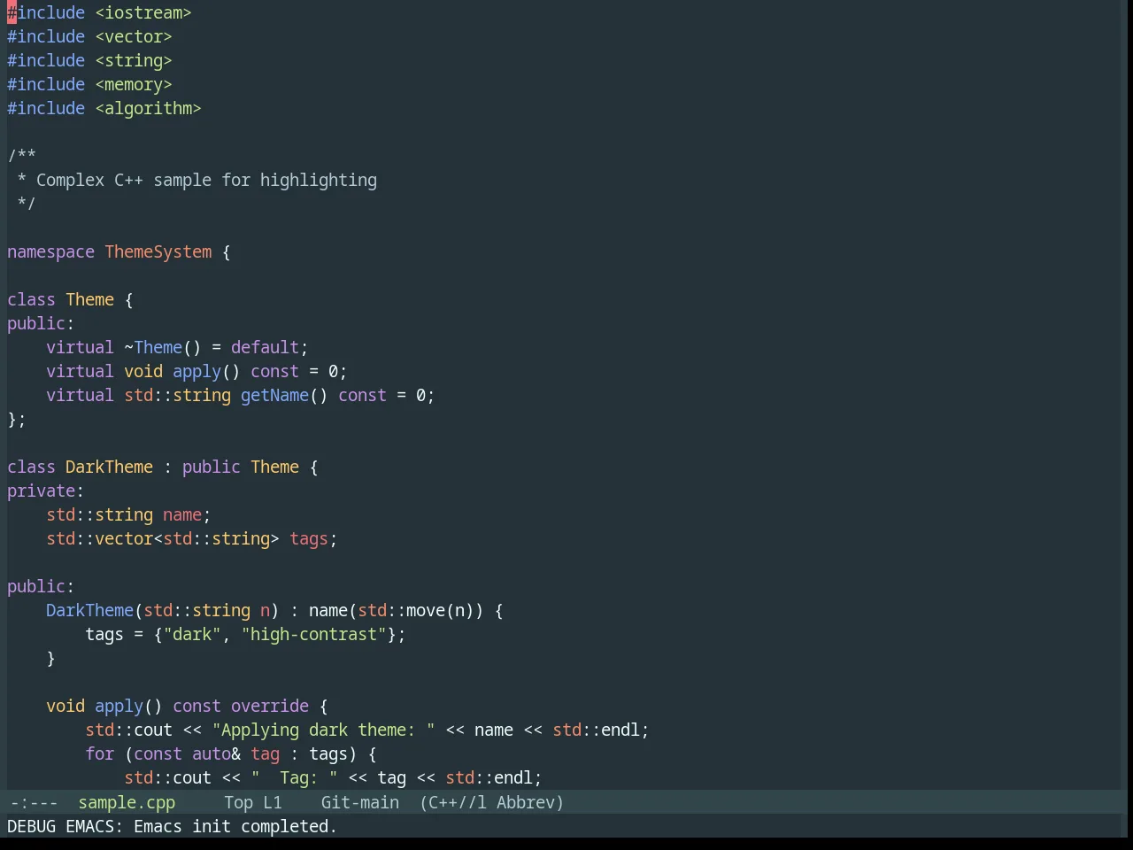 Base16 Material Theme in c++-mode