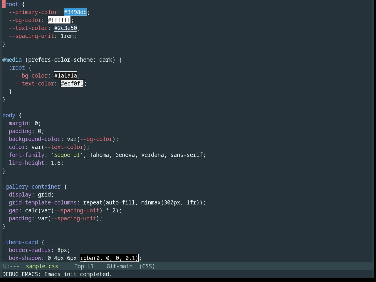 Base16 Material Theme in css-mode