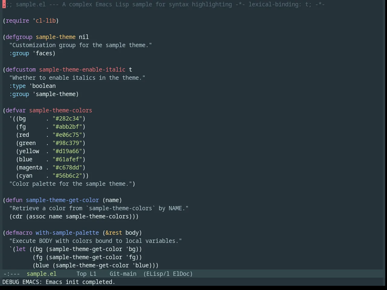 Base16 Material Theme in emacs-lisp-mode