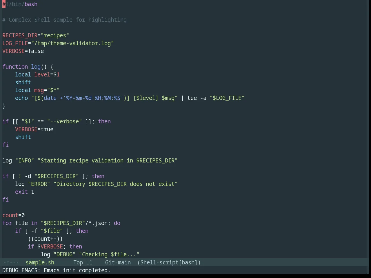 Base16 Material Theme in sh-mode