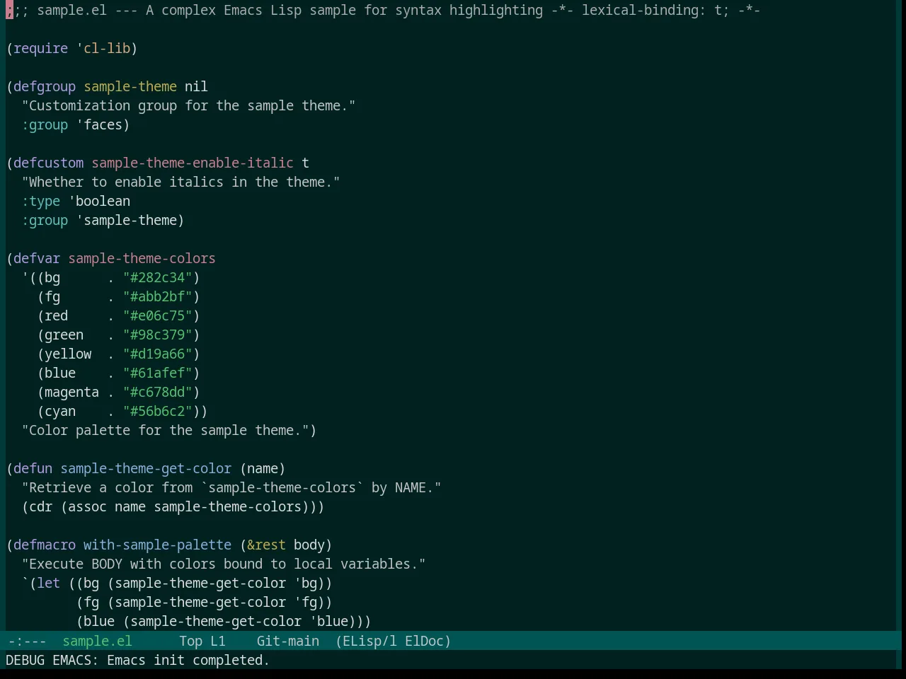 Base16 Measured Dark Theme in emacs-lisp-mode