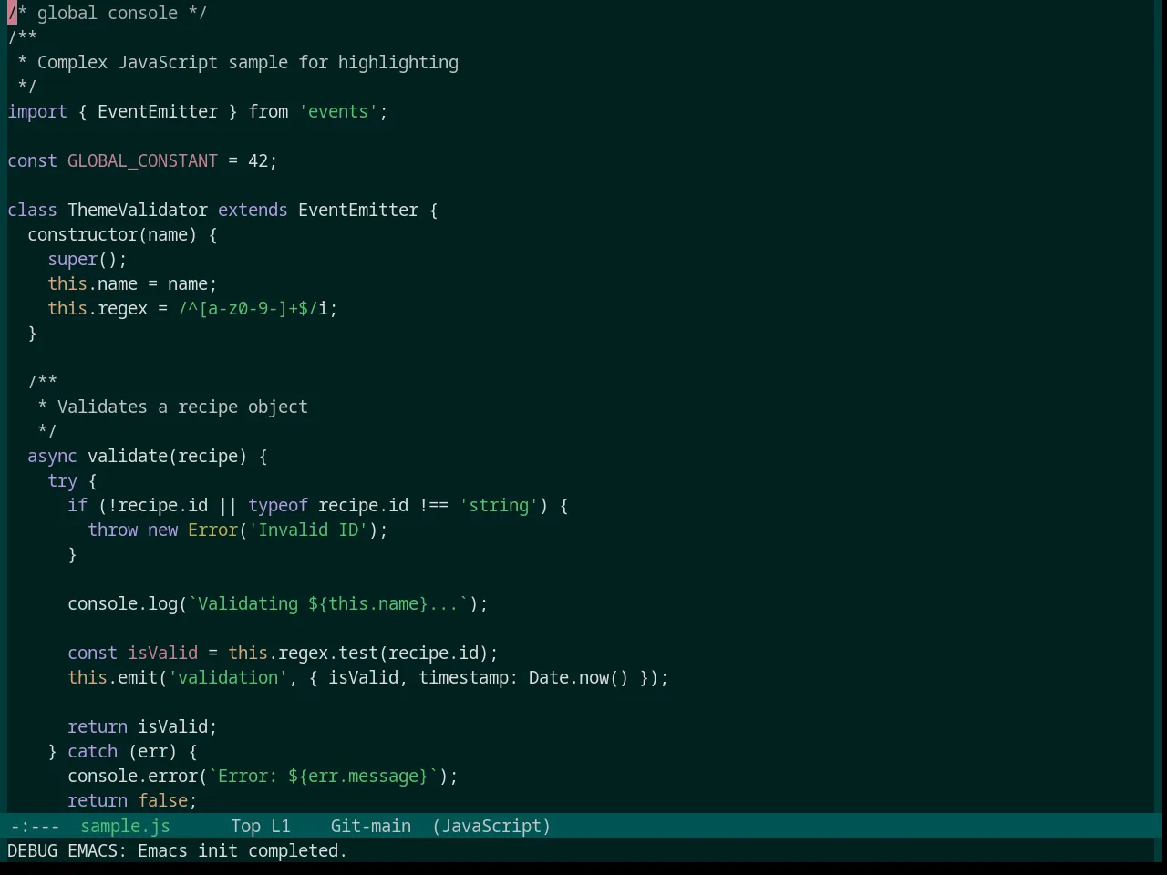 Base16 Measured Dark Theme in javascript-mode