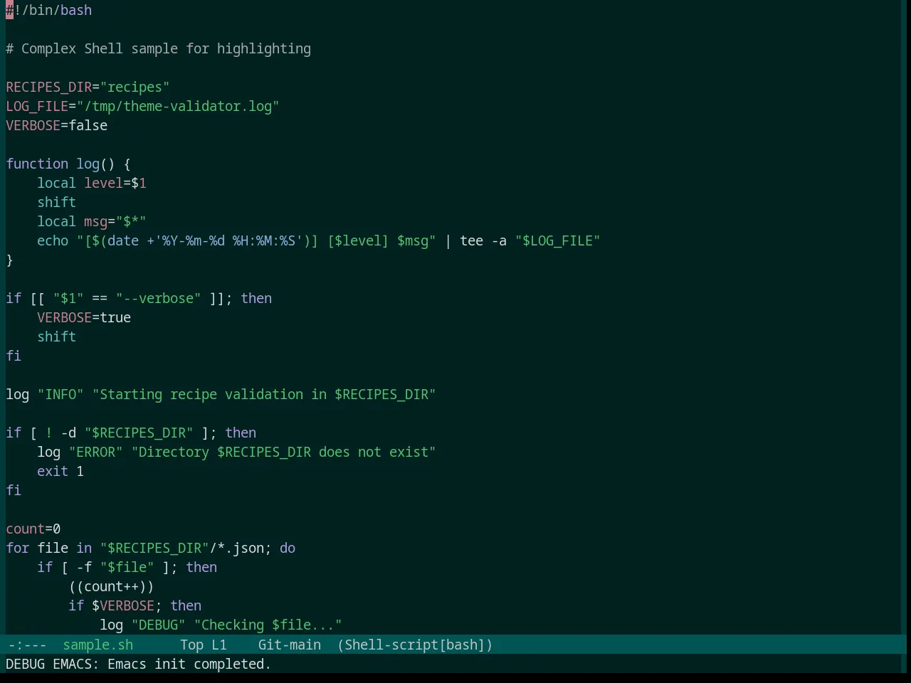 Base16 Measured Dark Theme in sh-mode