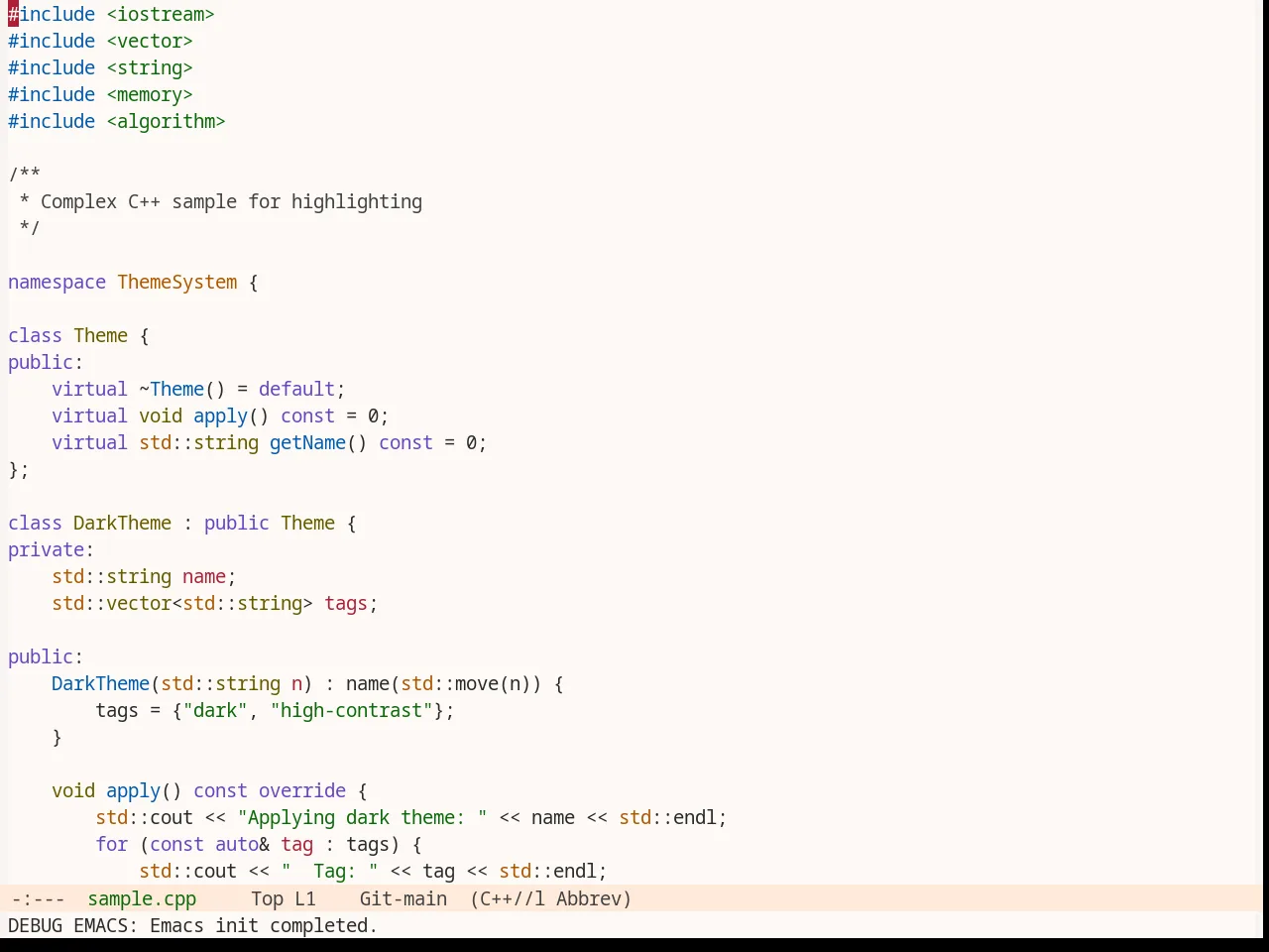 Base16 Measured Light Theme in c++-mode