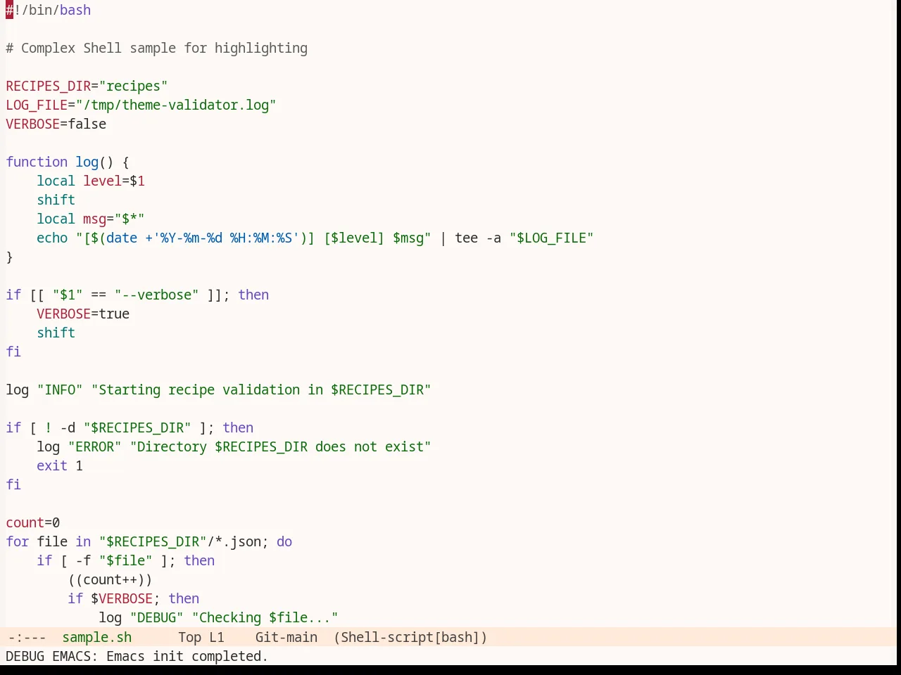 Base16 Measured Light Theme in sh-mode