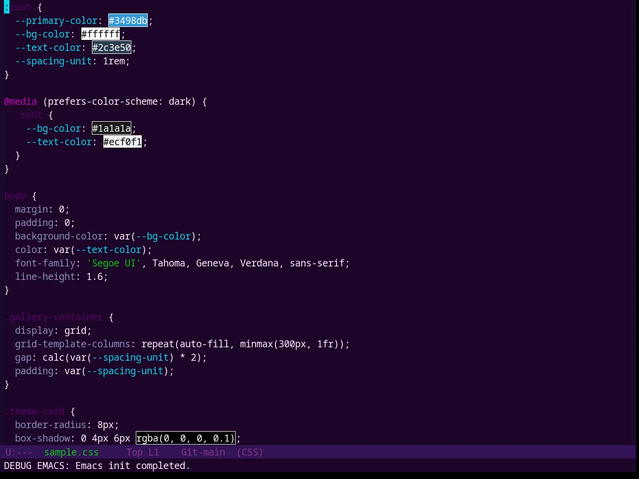 Base16 Mellow Purple Theme in css-mode