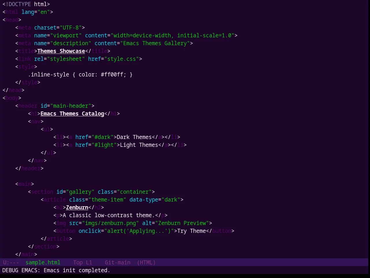Base16 Mellow Purple Theme in html-mode
