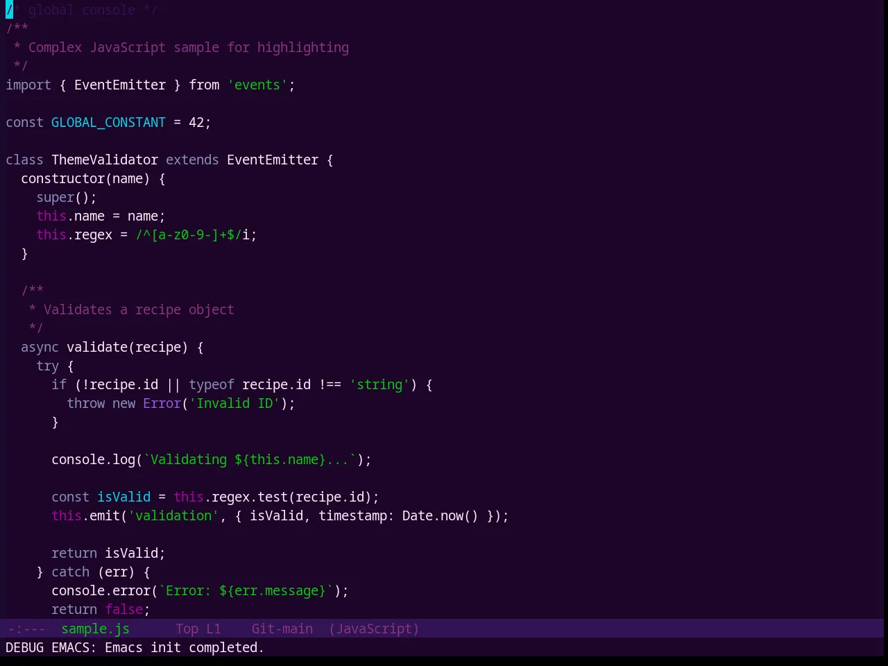Base16 Mellow Purple Theme in javascript-mode
