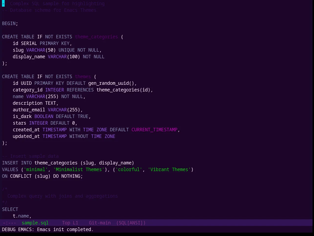 Base16 Mellow Purple Theme in sql-mode