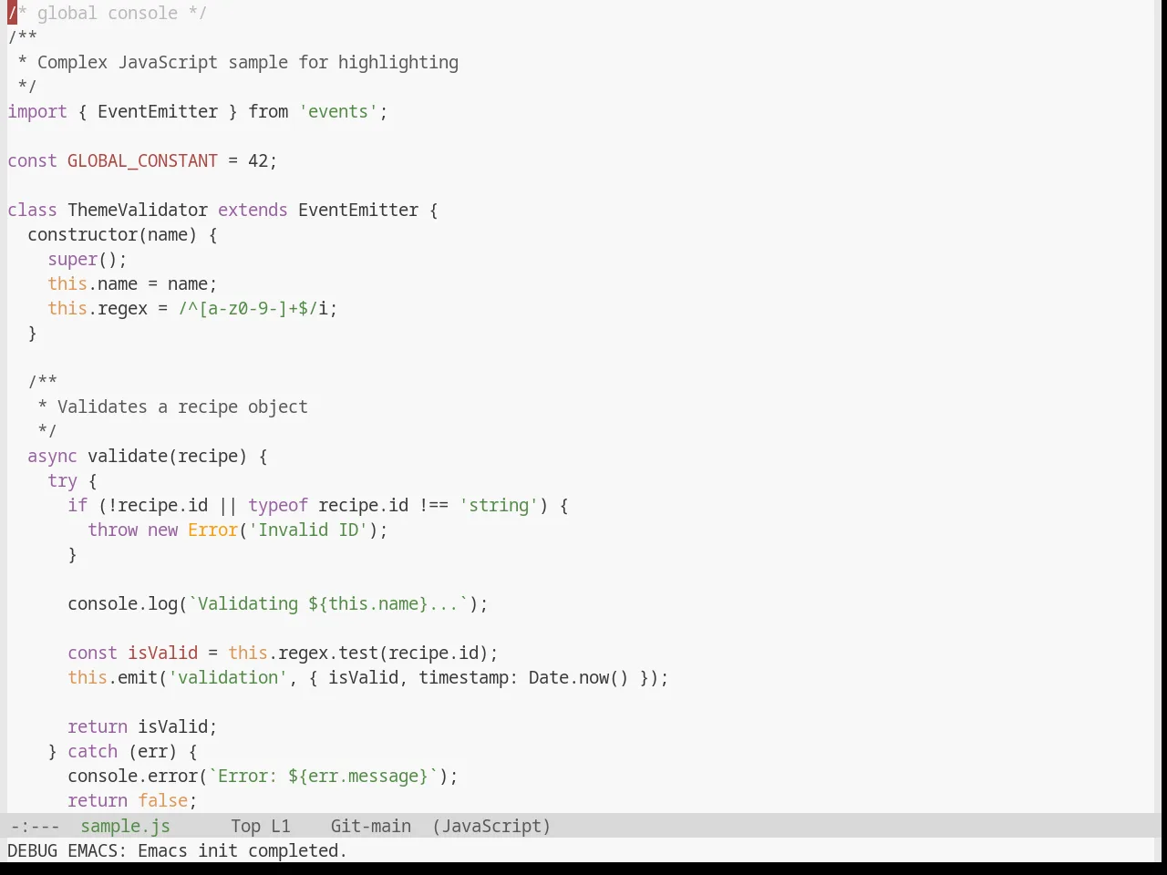 Base16 Mexico Light Theme in javascript-mode