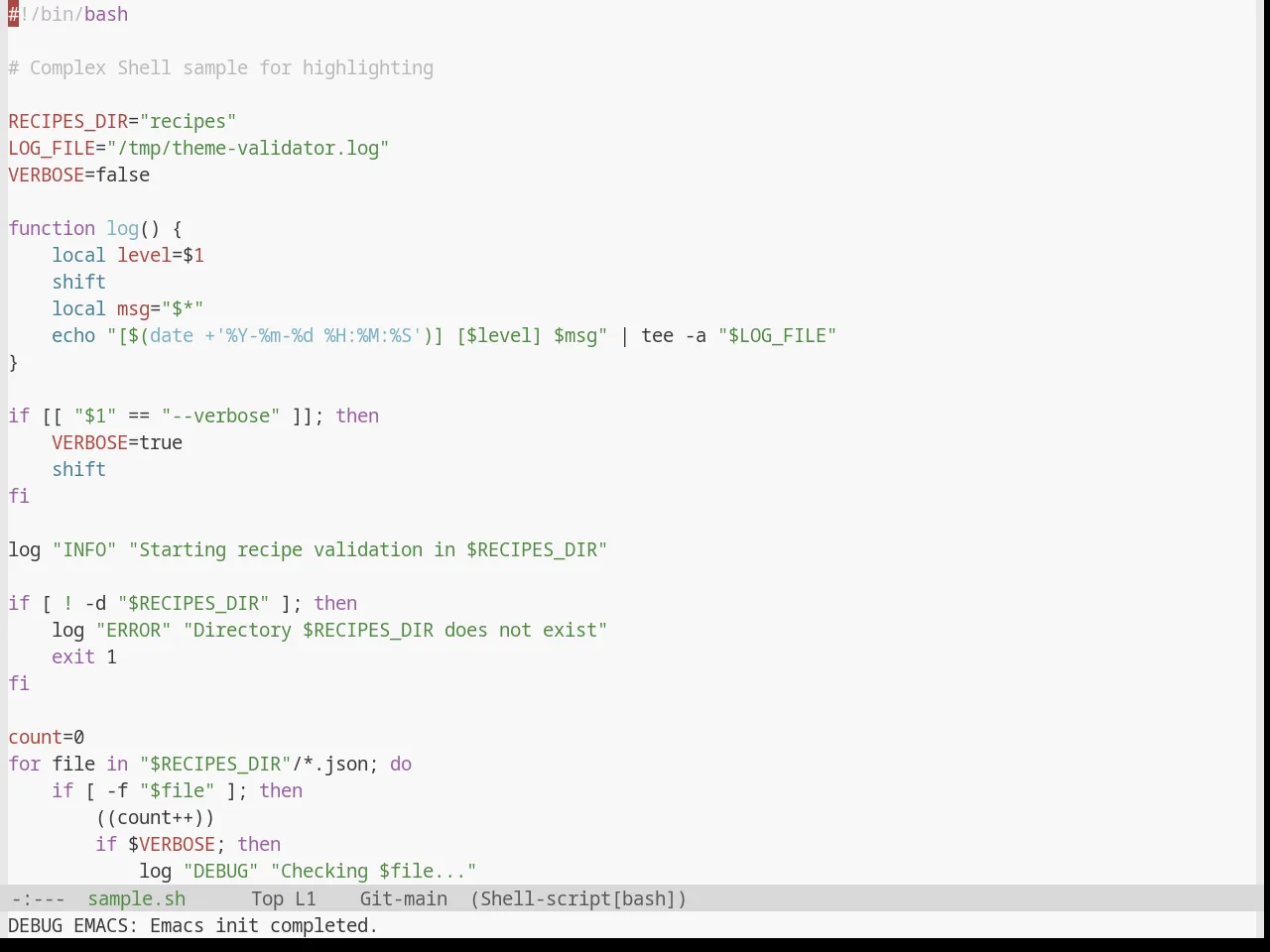 Base16 Mexico Light Theme in sh-mode