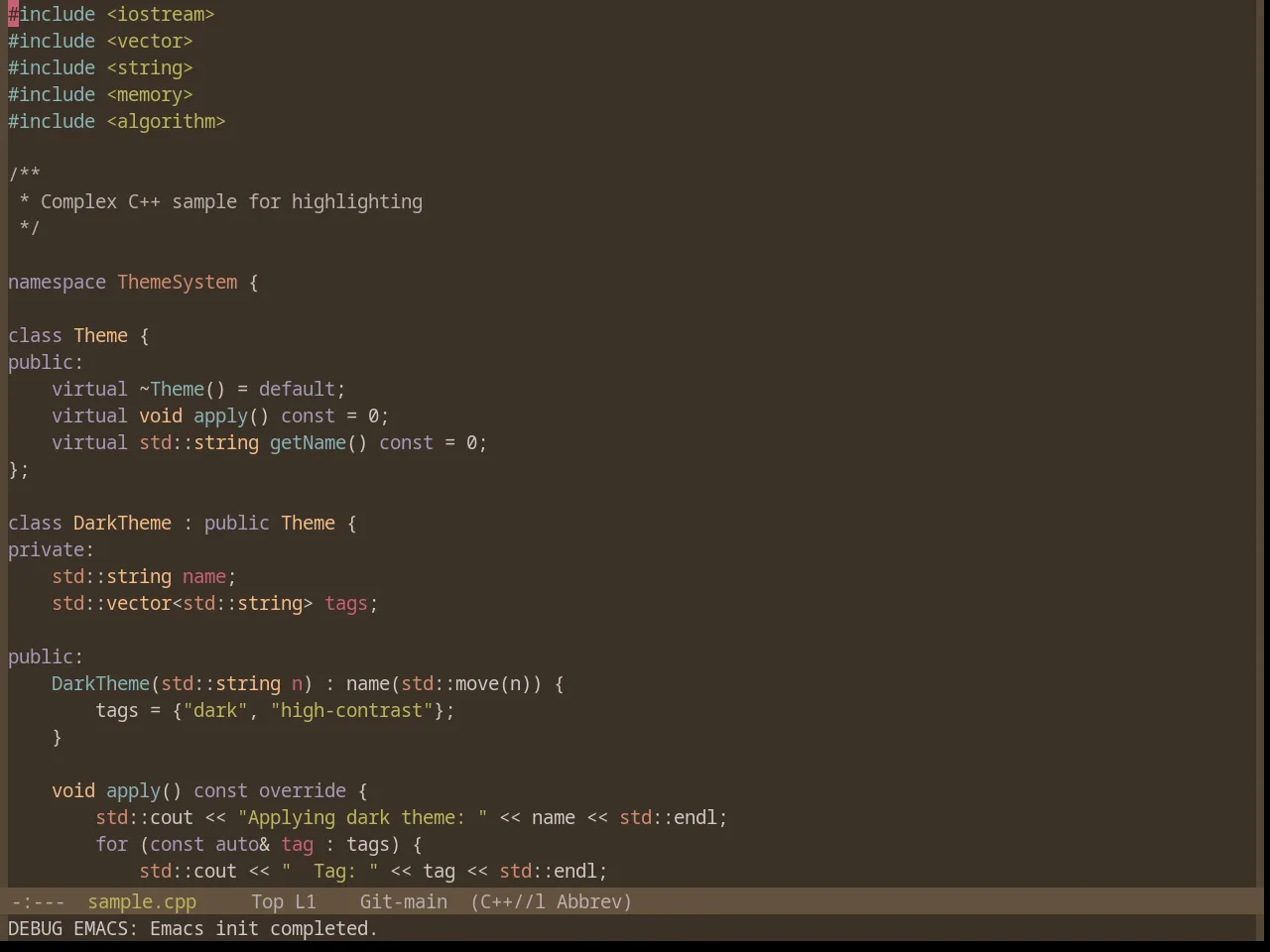 Base16 Mocha Theme in c++-mode
