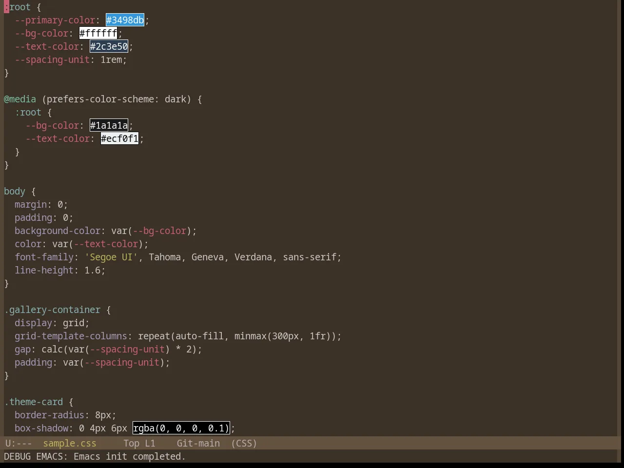 Base16 Mocha Theme in css-mode