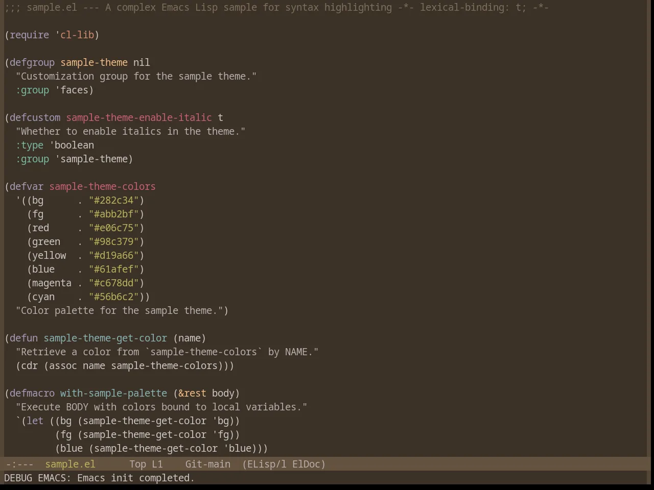 Base16 Mocha Theme in emacs-lisp-mode