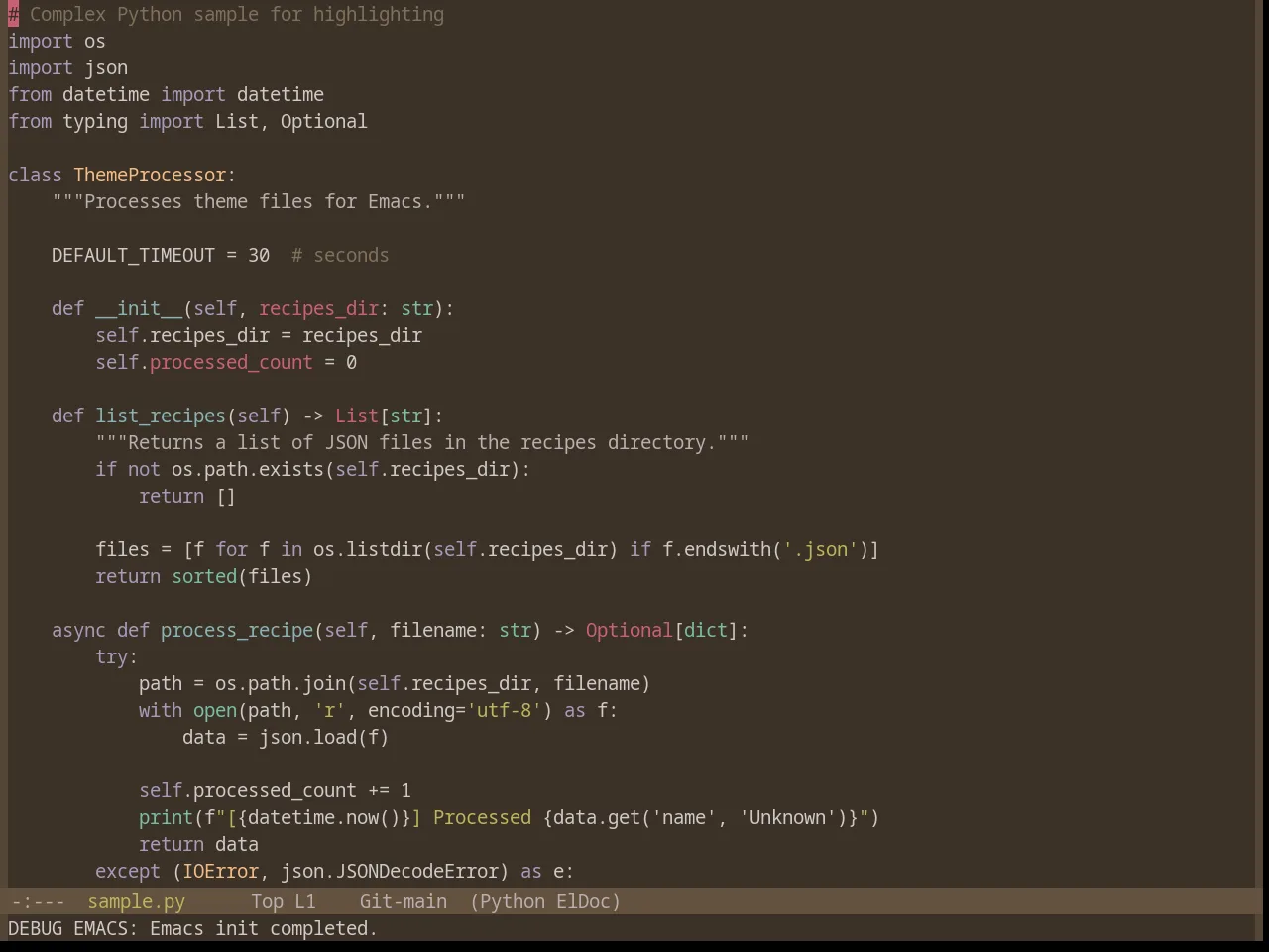 Base16 Mocha Theme in python-mode