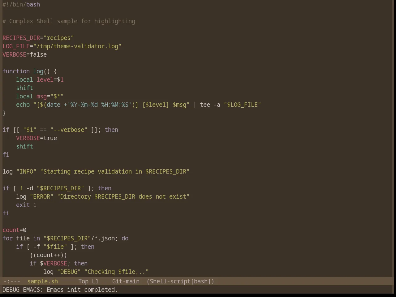 Base16 Mocha Theme in sh-mode
