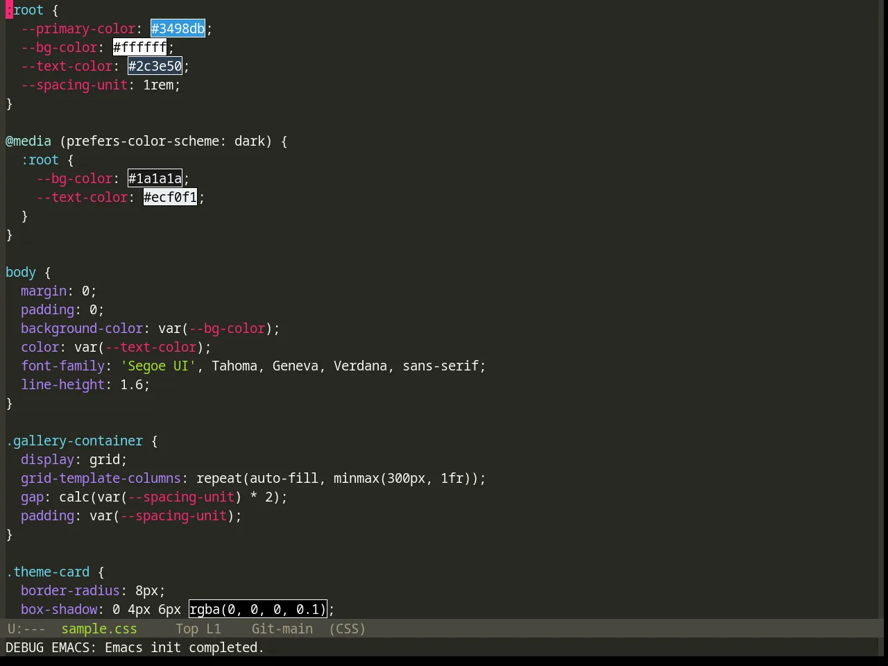 Base16 Monokai Theme in css-mode