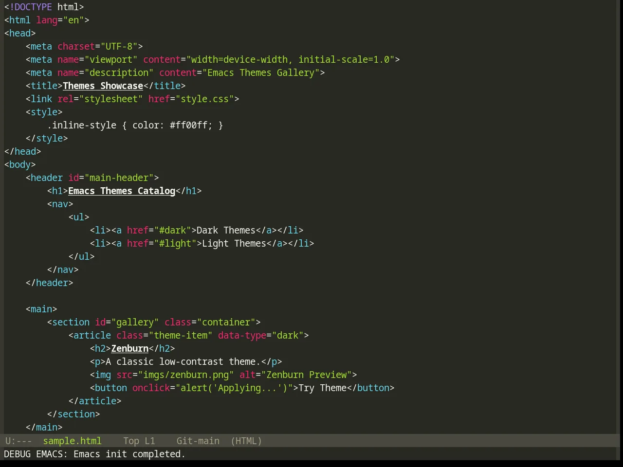 Base16 Monokai Theme in html-mode