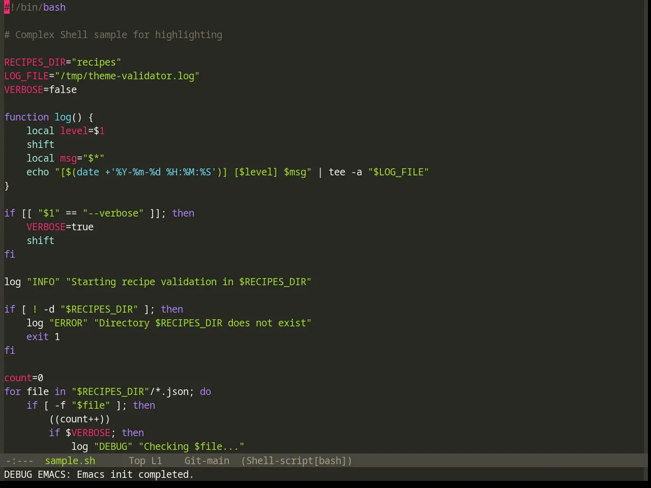 Base16 Monokai Theme in sh-mode
