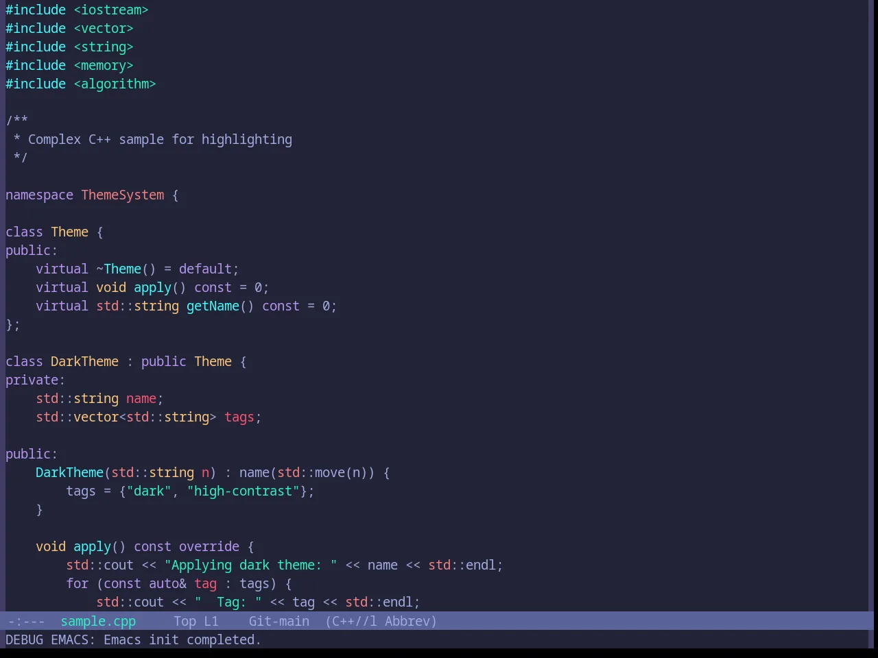 Base16 Moonlight Theme in c++-mode