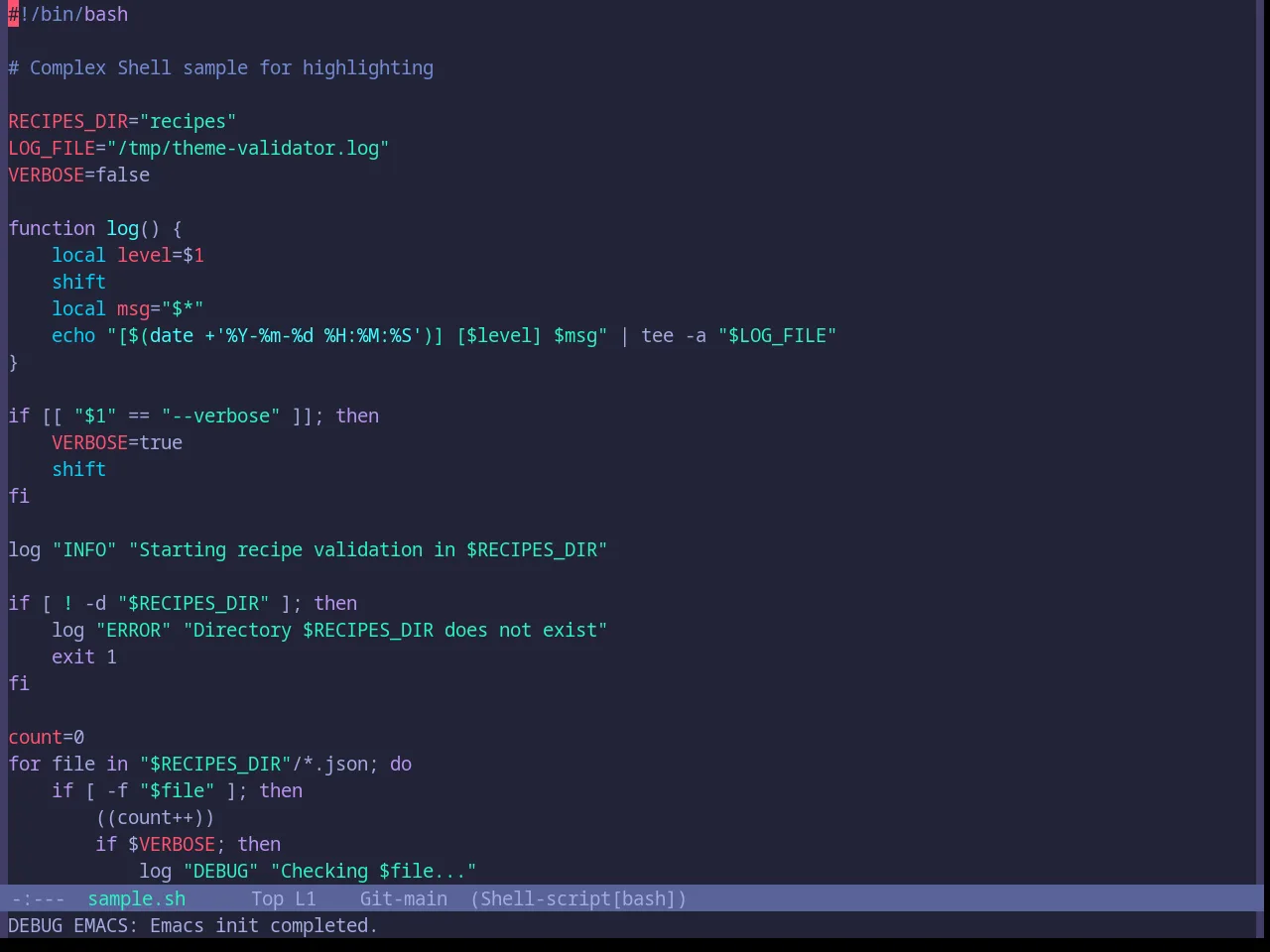 Base16 Moonlight Theme in sh-mode