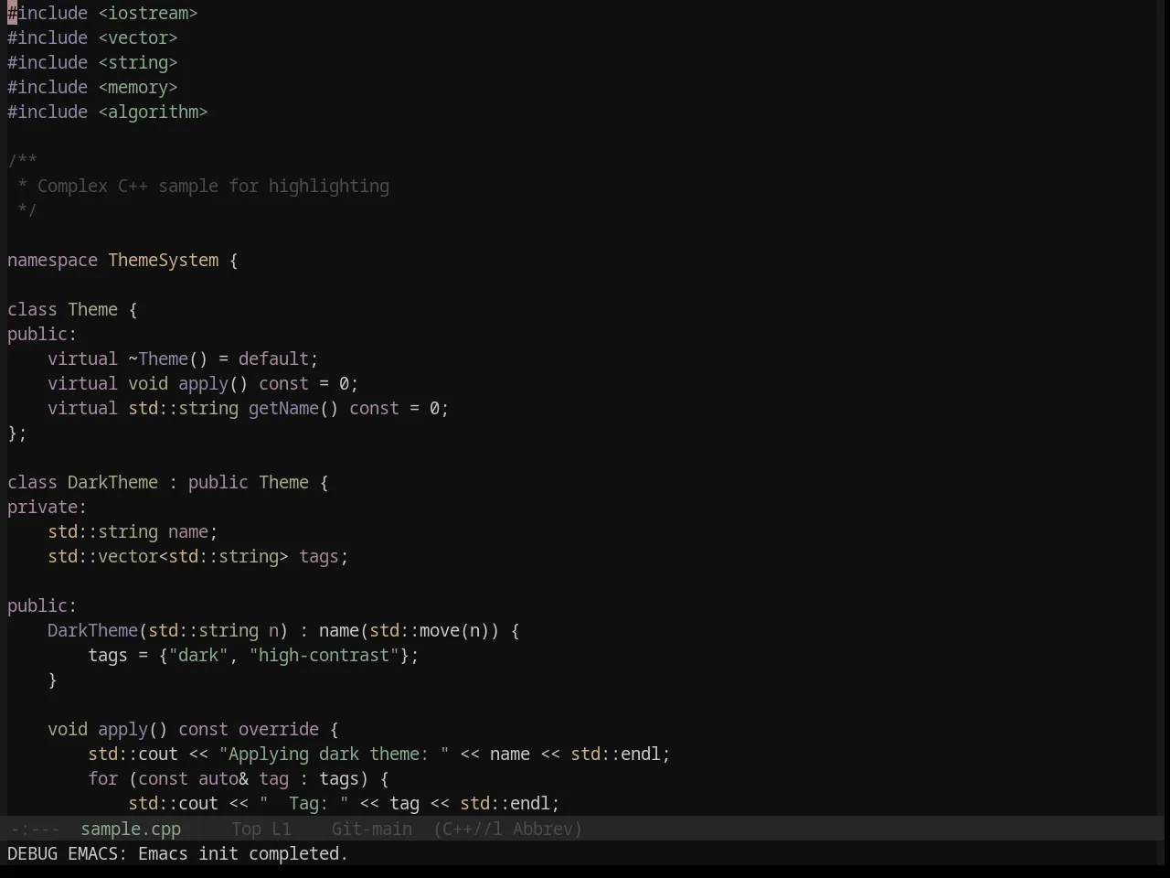 Base16 Mountain Theme in c++-mode