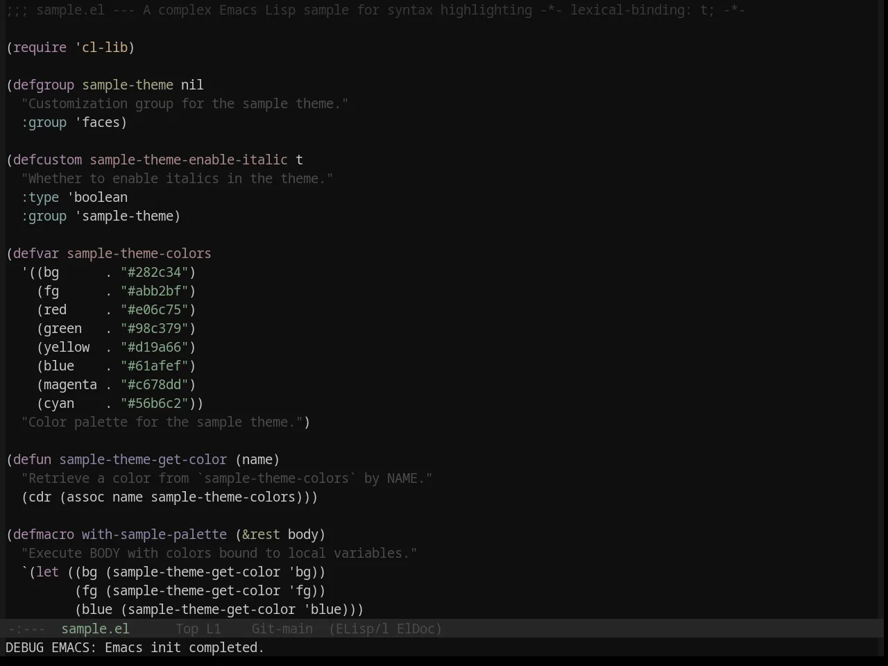 Base16 Mountain Theme in emacs-lisp-mode