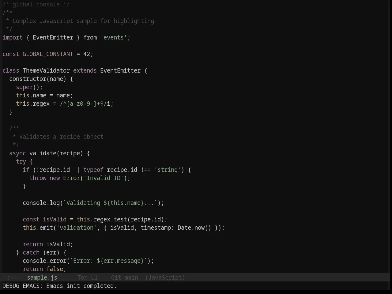 Base16 Mountain Theme in javascript-mode