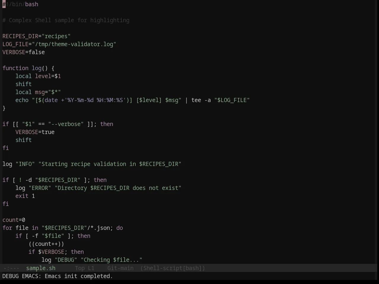 Base16 Mountain Theme in sh-mode