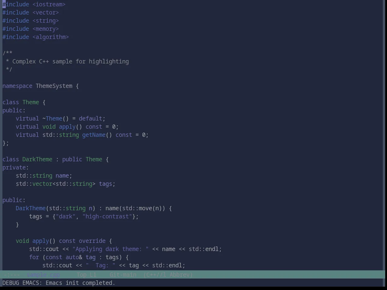 Base16 Nebula Theme in c++-mode