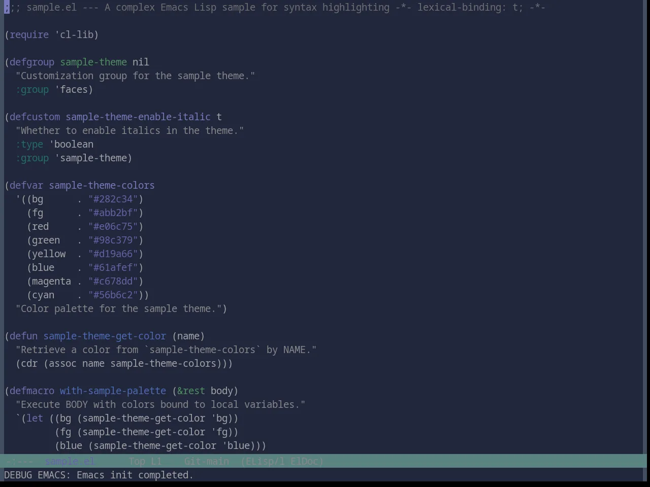 Base16 Nebula Theme in emacs-lisp-mode