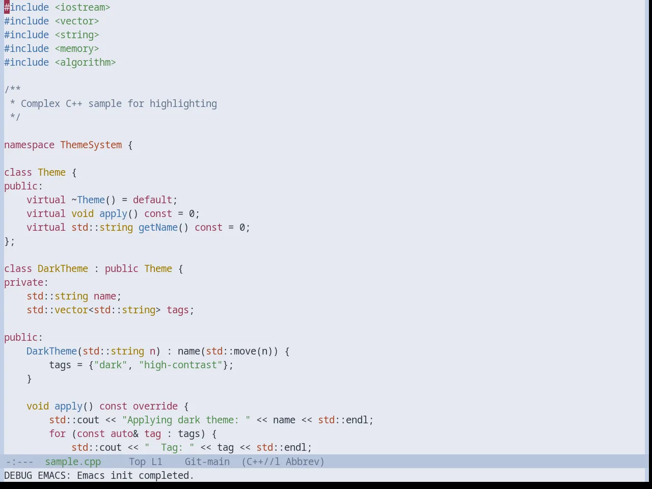 Base16 Nord Light Theme in c++-mode