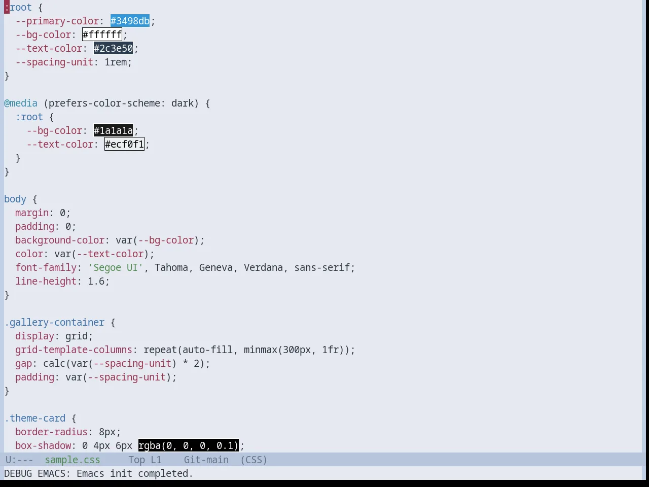 Base16 Nord Light Theme in css-mode