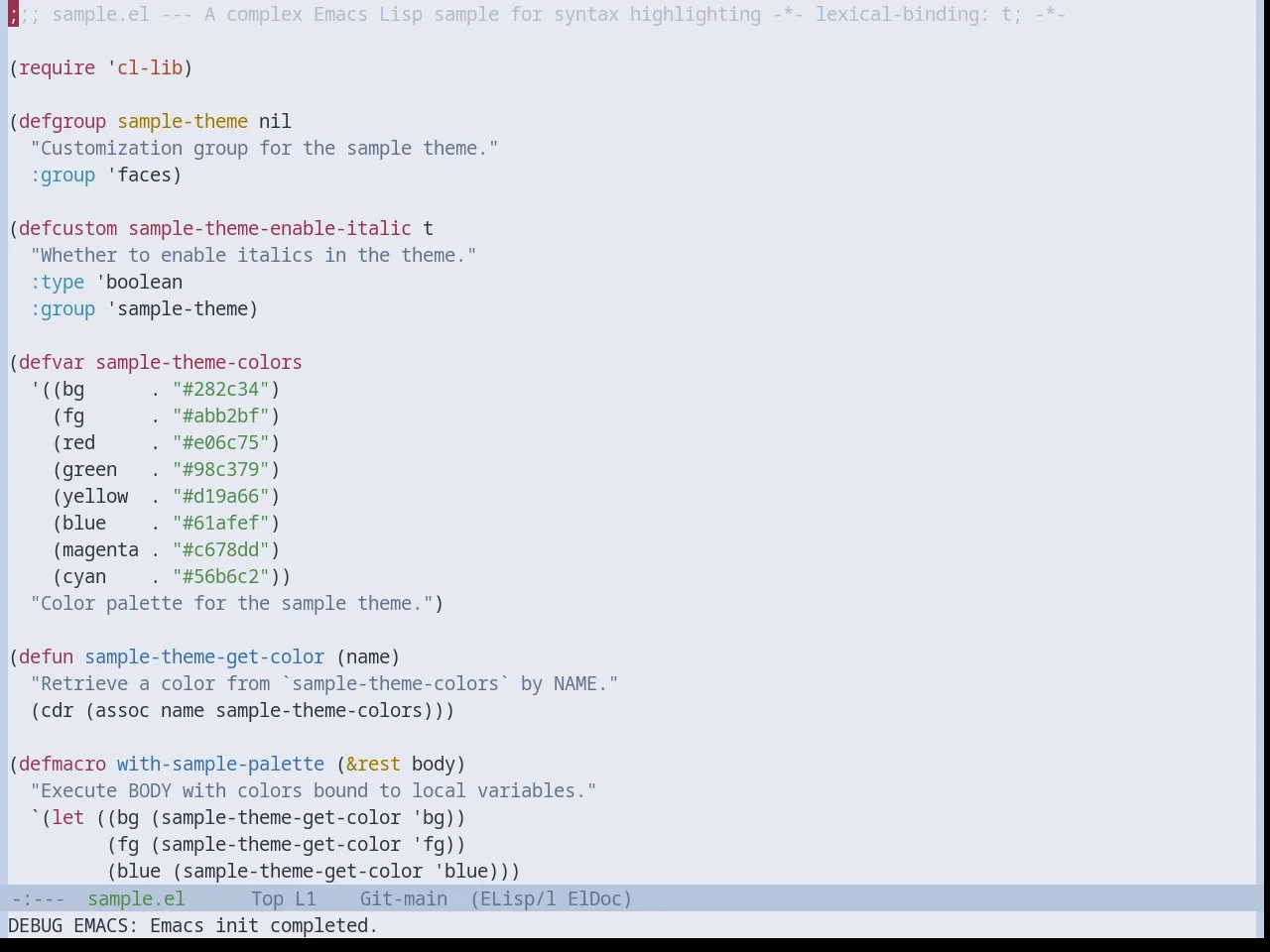 Base16 Nord Light Theme in emacs-lisp-mode