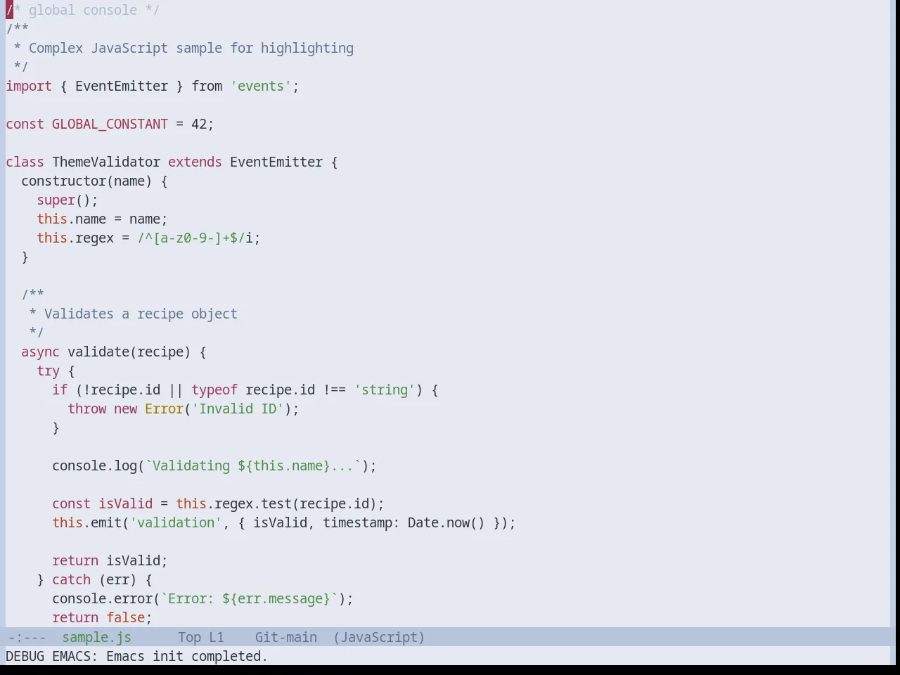 Base16 Nord Light Theme in javascript-mode