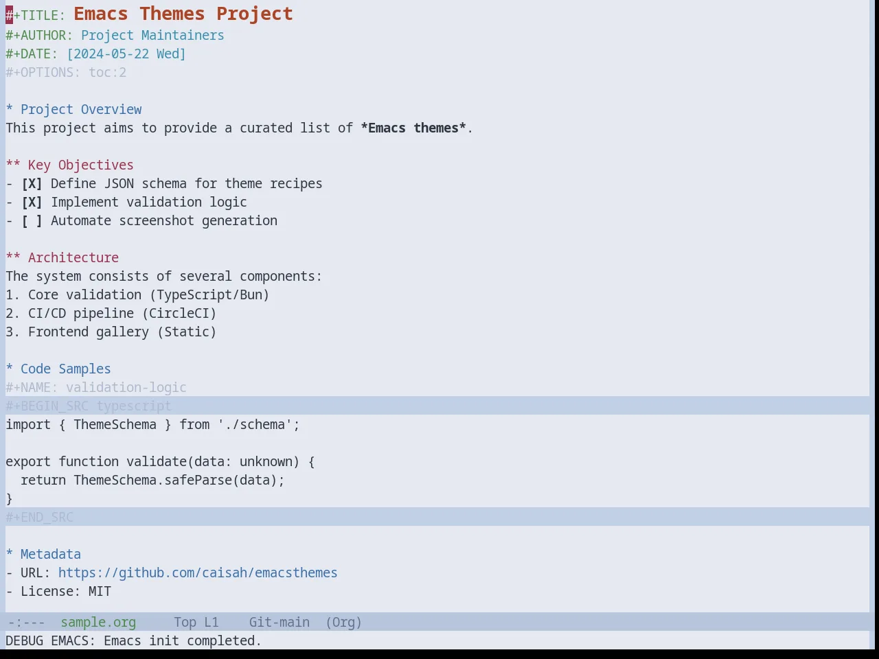 Base16 Nord Light Theme in org-mode