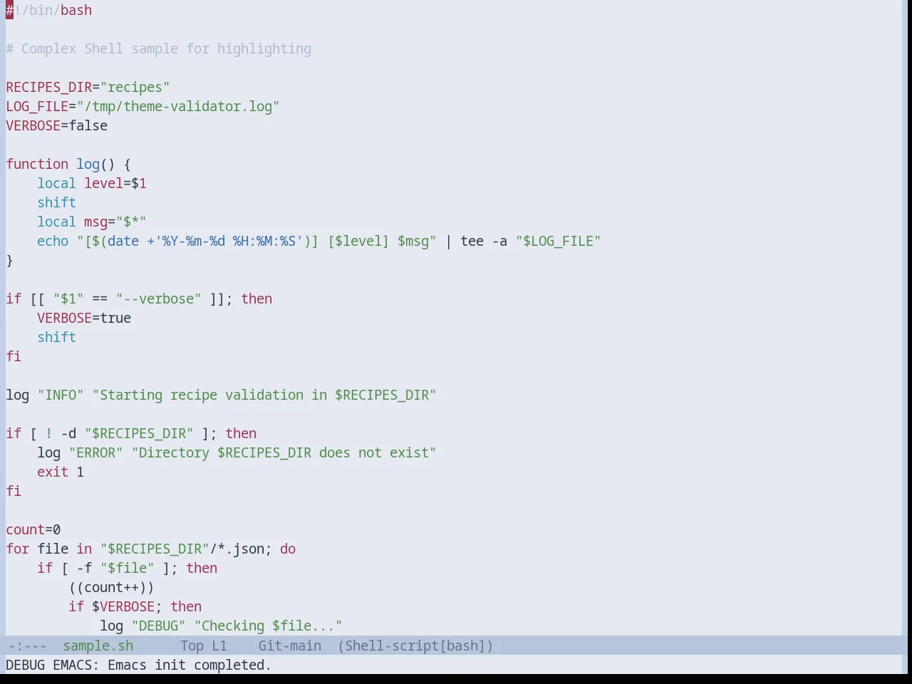 Base16 Nord Light Theme in sh-mode