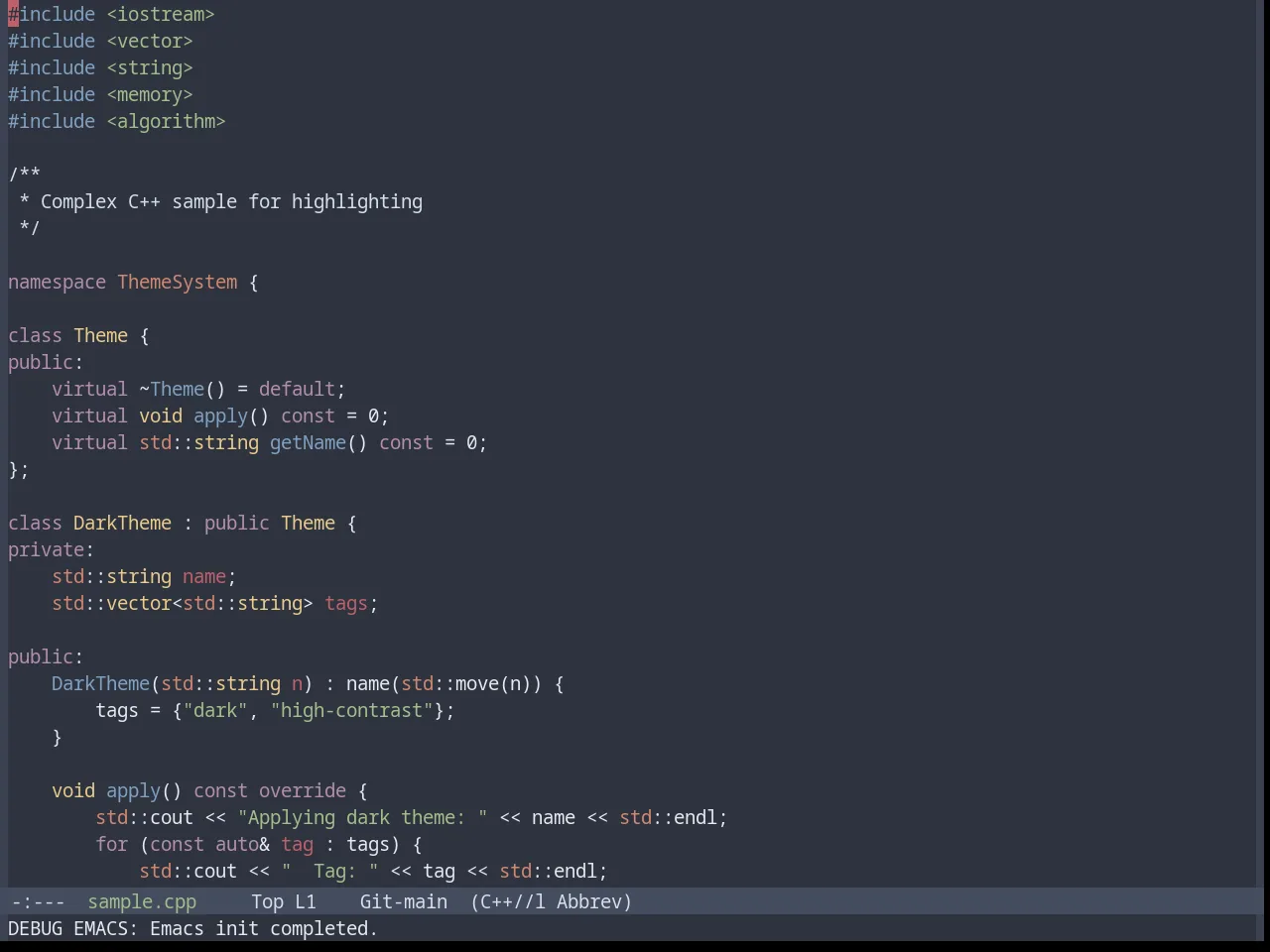 Base16 Nord Theme in c++-mode