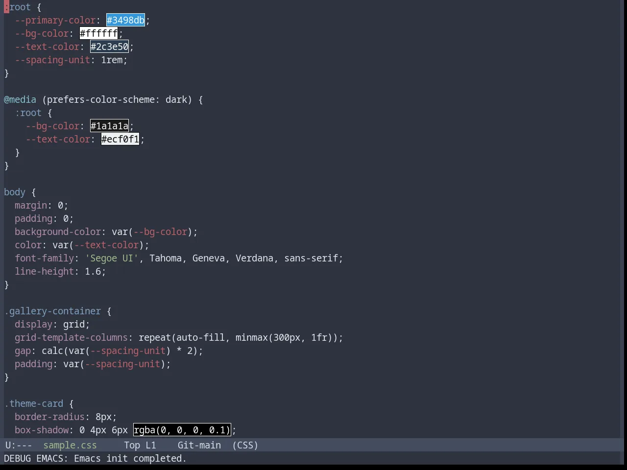 Base16 Nord Theme in css-mode
