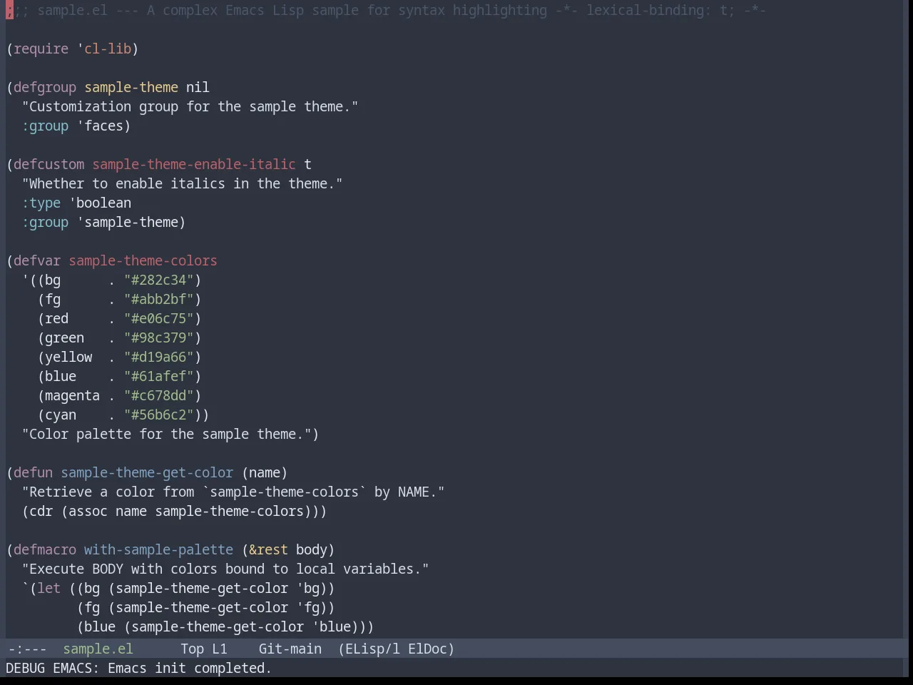 Base16 Nord Theme in emacs-lisp-mode