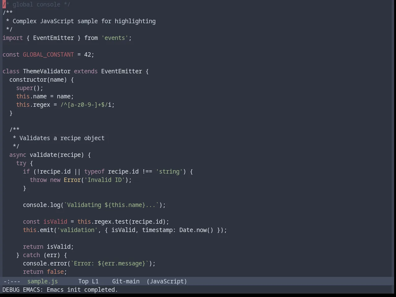 Base16 Nord Theme in javascript-mode