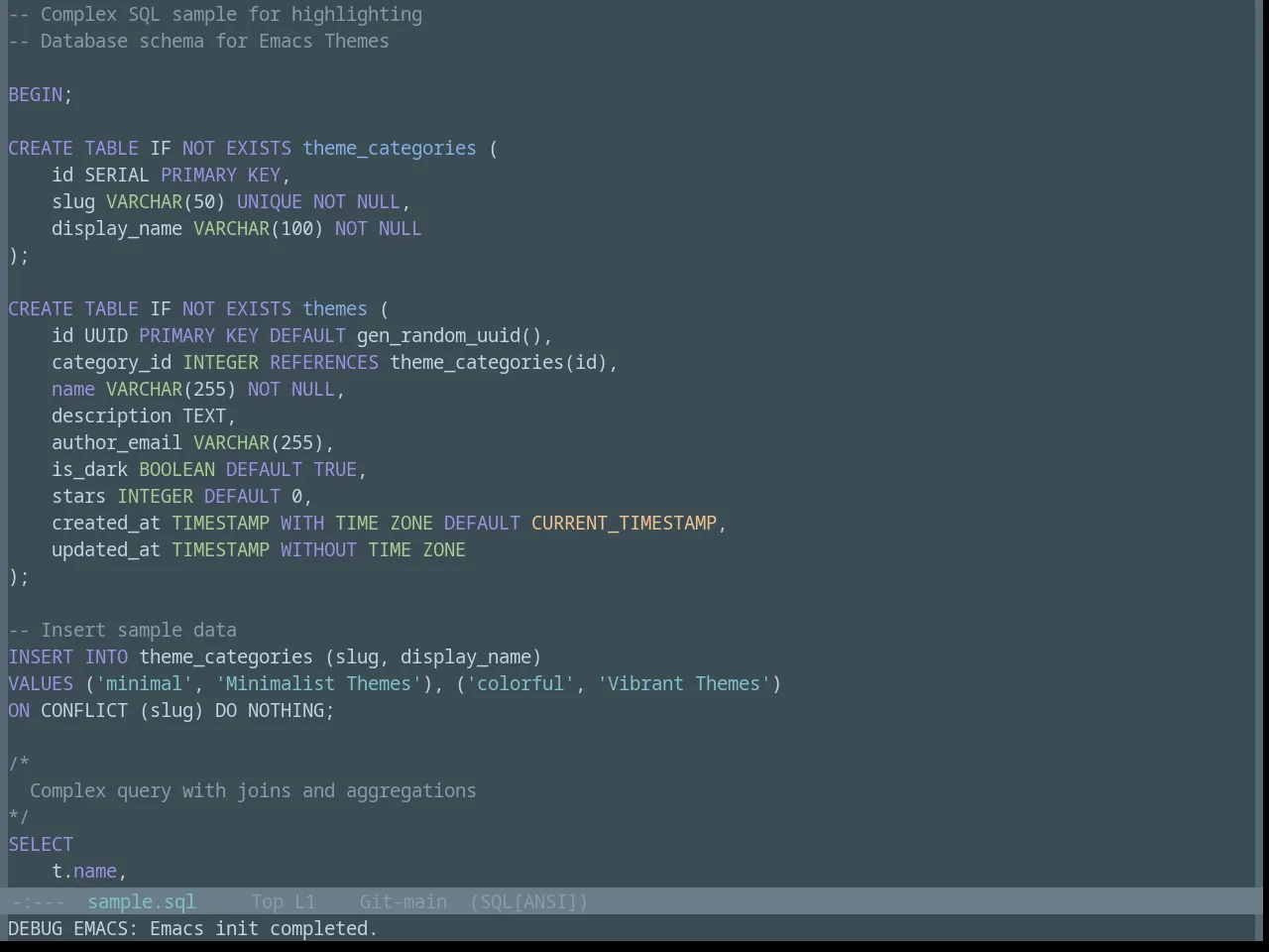 Base16 Nova Theme in sql-mode
