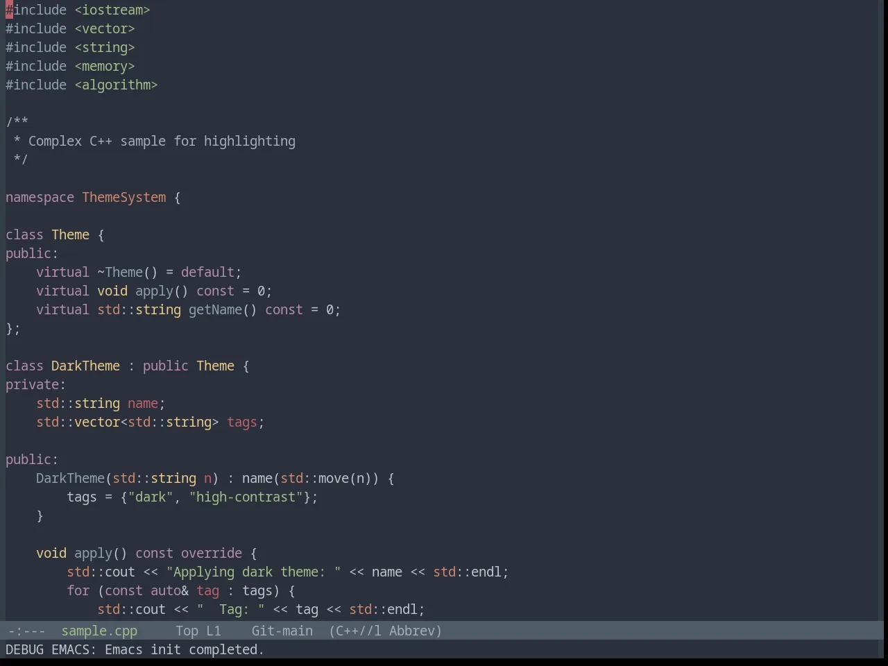 Base16 Ocean Theme in c++-mode