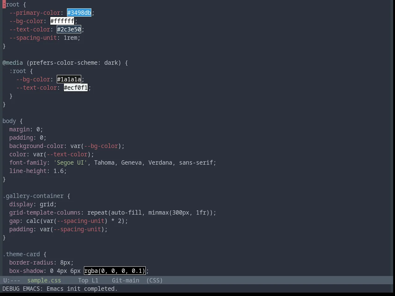 Base16 Ocean Theme in css-mode