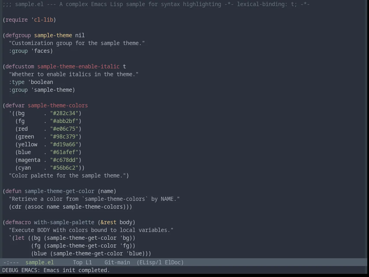 Base16 Ocean Theme in emacs-lisp-mode