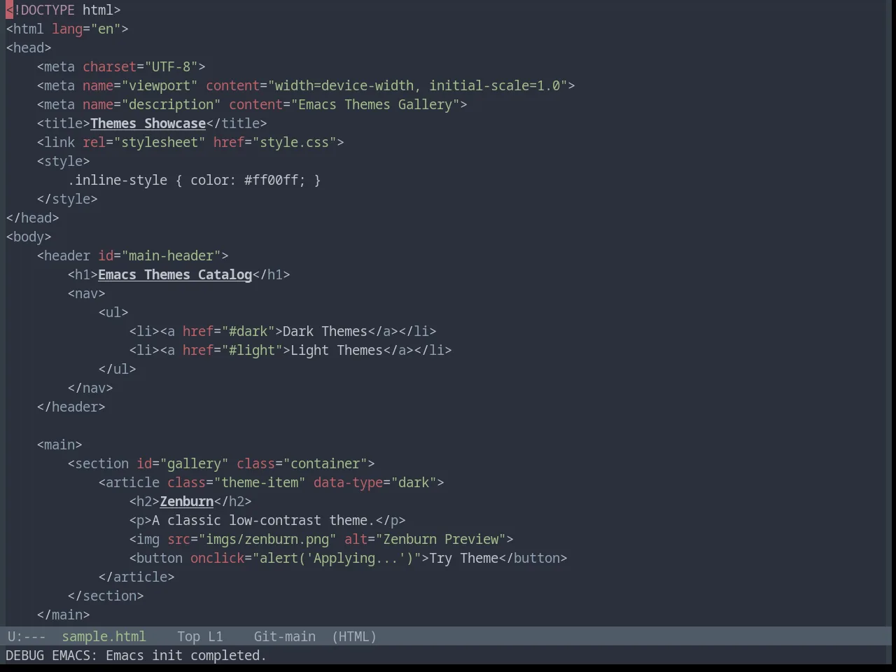 Base16 Ocean Theme in html-mode