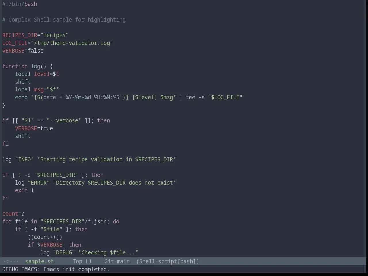 Base16 Ocean Theme in sh-mode