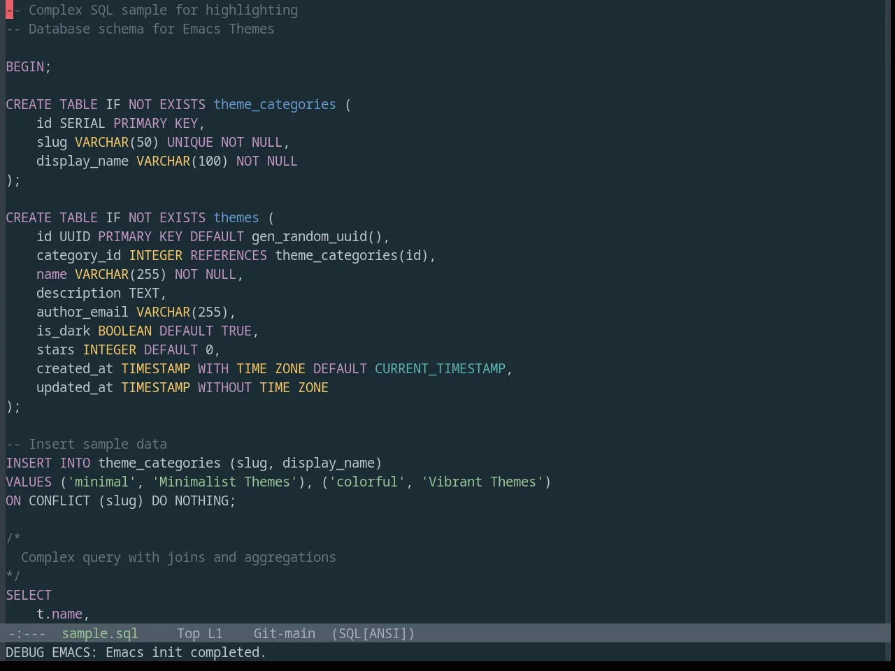 Base16 Oceanicnext Theme in sql-mode