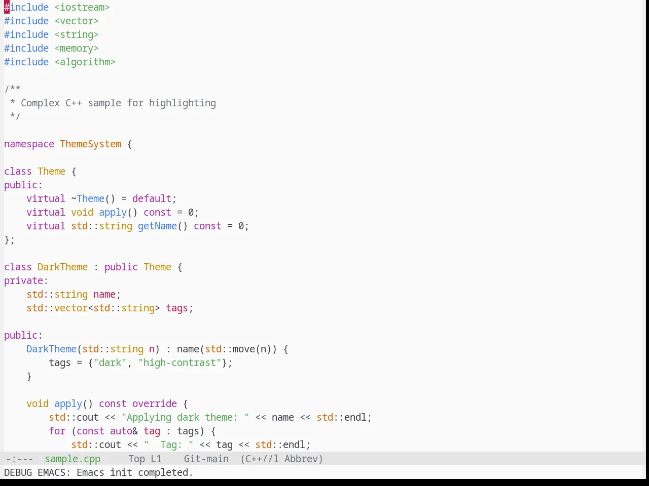 Base16 One Light Theme in c++-mode